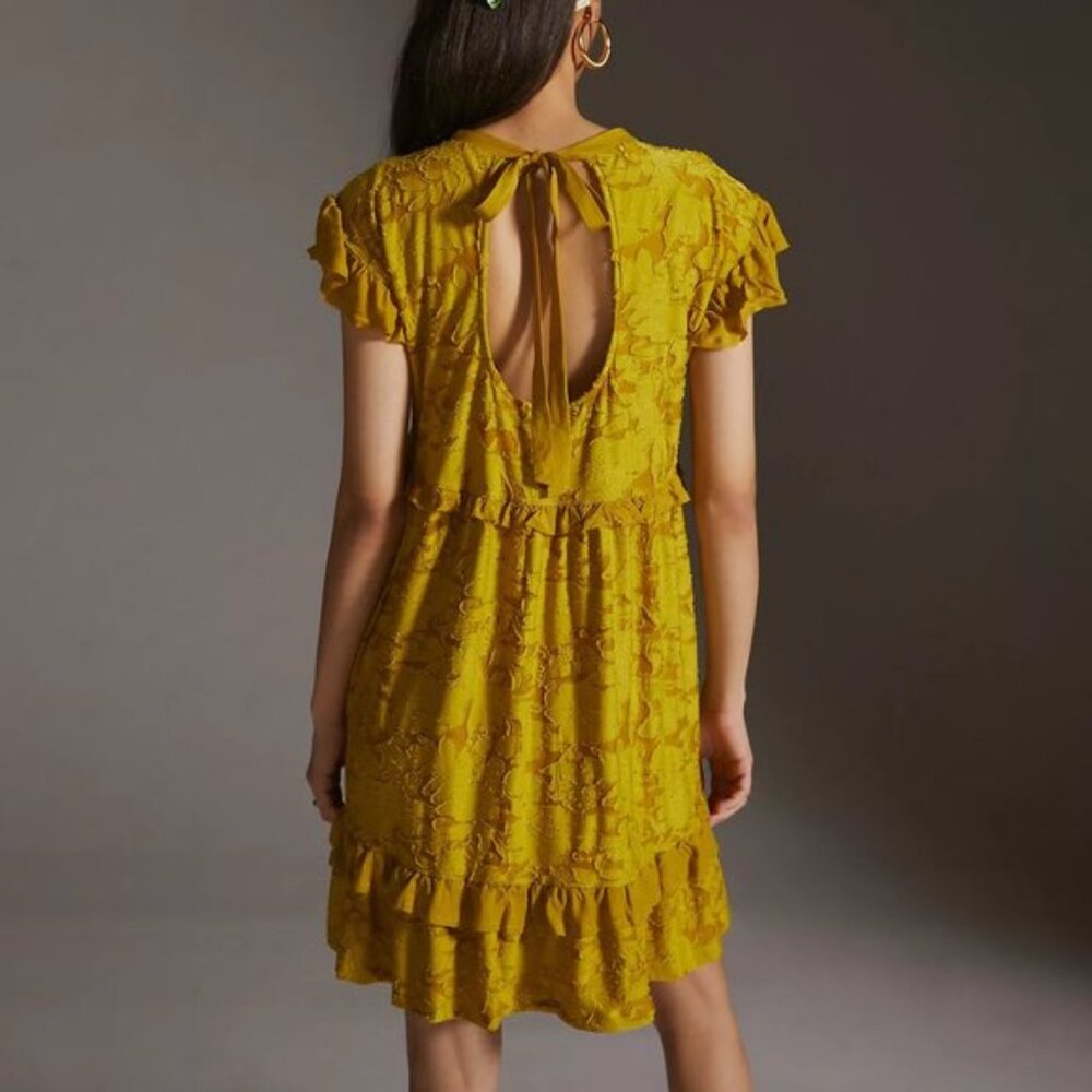NWT Anthropologie Ruffle Lace Mini Dress Green, Size 2X